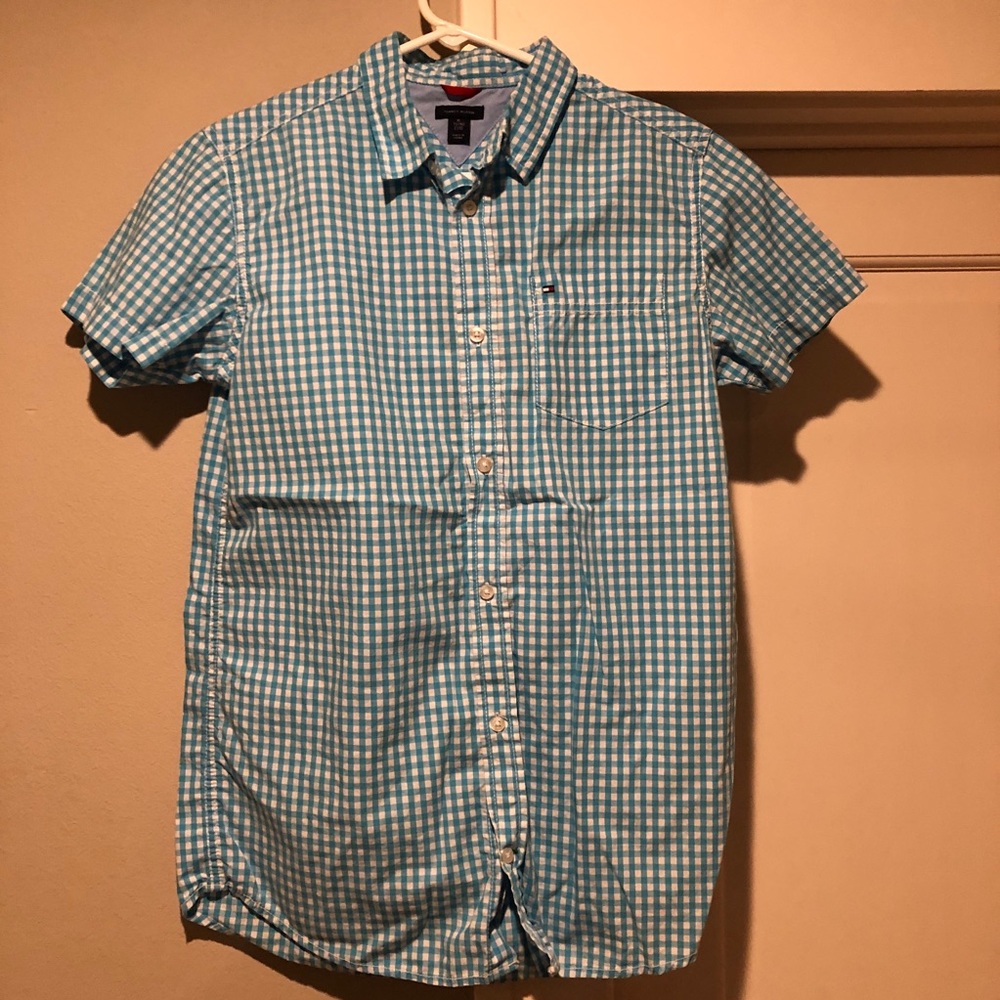 Tommy Hilfiger Short Sleeve Aqua Plaid Shirt (20).